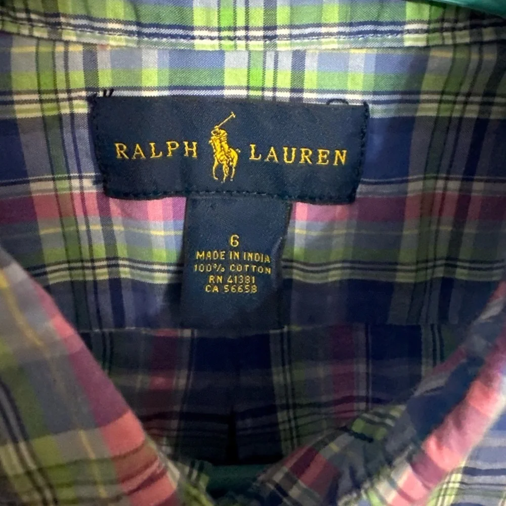 Polo Ralph Lauren boys long-sleeve plaid button-down shirt. size 6